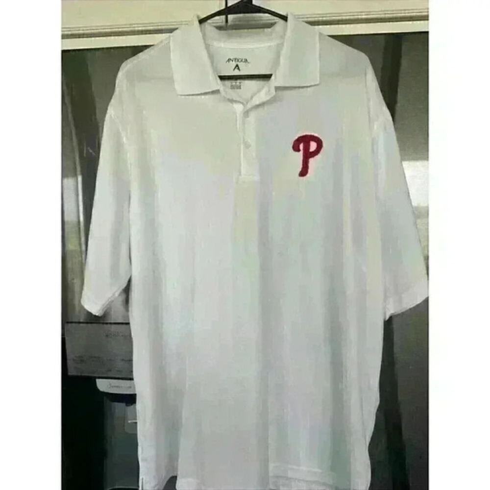 Philadelphia Phillies Antigua Men's‎ Size XL White Polo Baseball Shirt